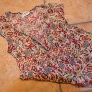 DAYTRIP FLORAL PRINT BLOUSE S ELASTIC WAIST